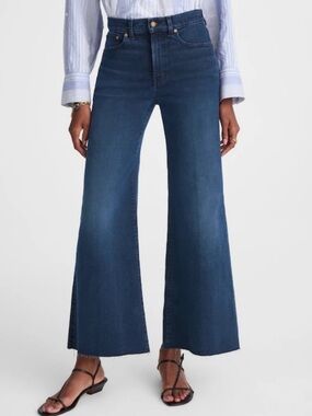 Madewell Flared Wide Leg Cropped Jeans Dark Wash High Rise Size 31